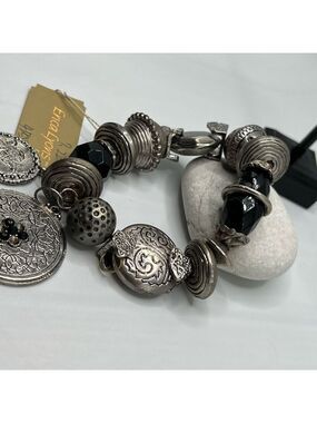 Erica Lyons Silver Black Fashion Bracelet